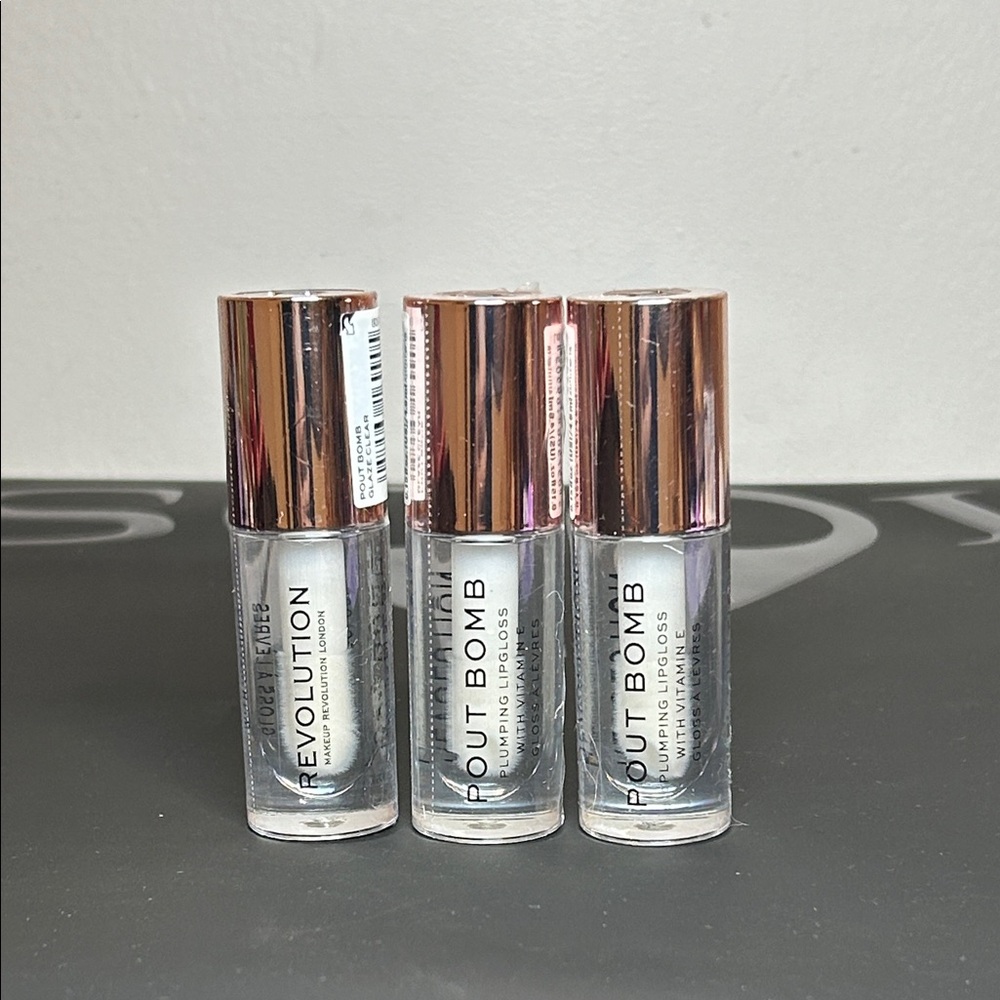 3x Revolution Pout Bomb Lip Gloss 4.6ml- Clear